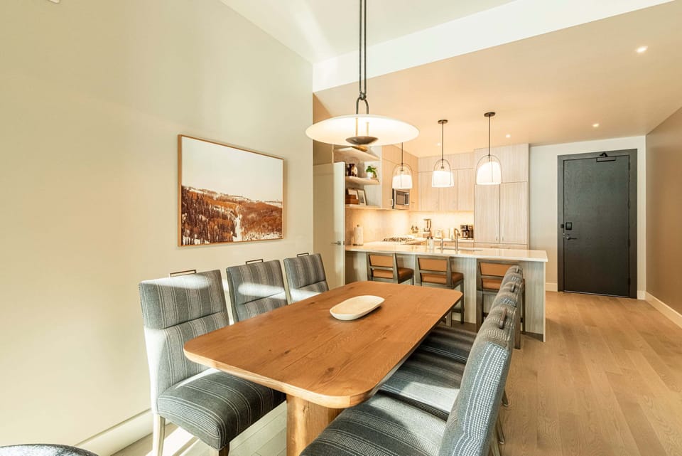 Dining area with seating for six