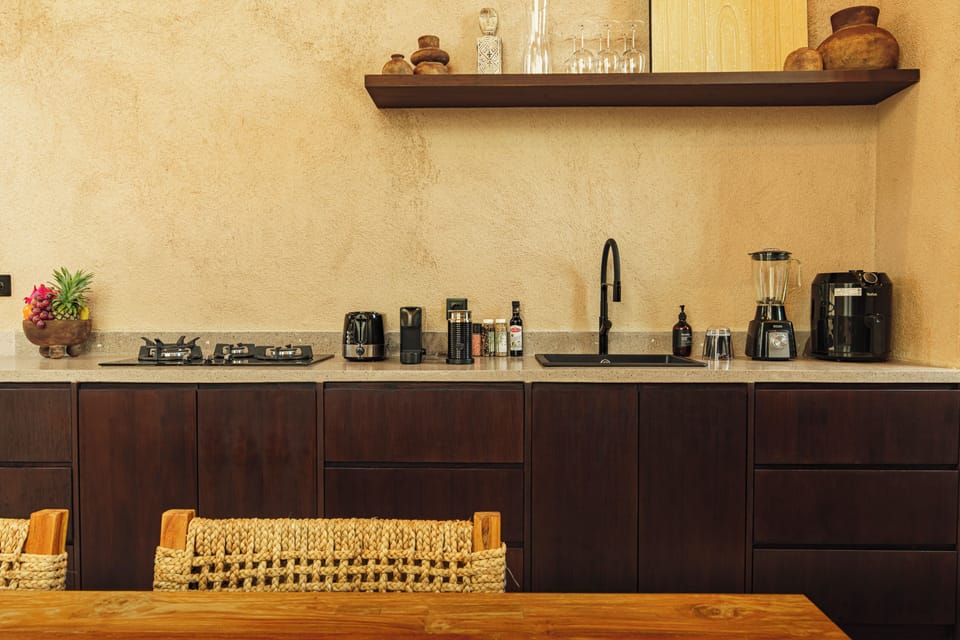 Luxury Villa, Patio, Pool View | Private kitchen | Toaster, highchair, blender, cleaning supplies