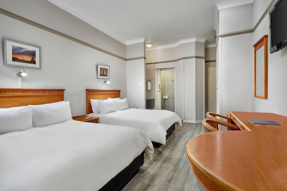 Room, 2 Double Beds | 1 bedroom, in-room safe, desk, iron/ironing board