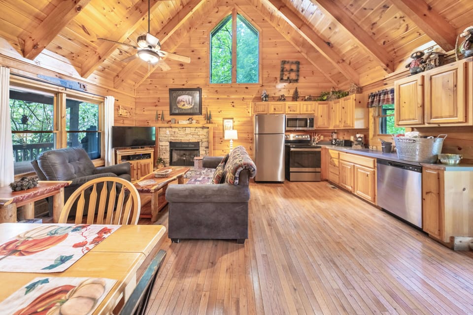 Ample natural light and rustic décor make it the perfect gathering space.