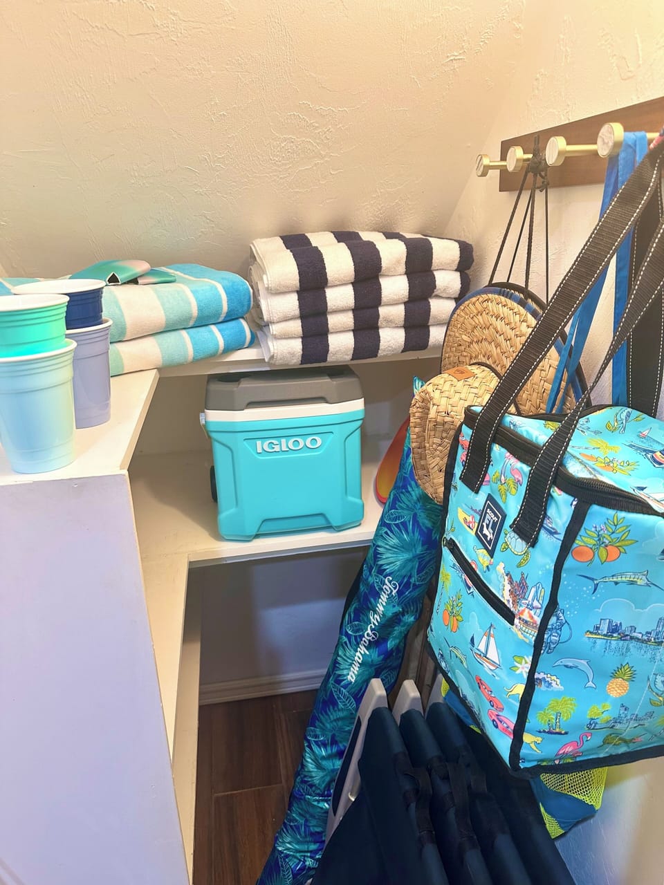Beach Essentials: Chairs, Towels, Umbrella, Igloo Cooler, Insulated Bag, & more!