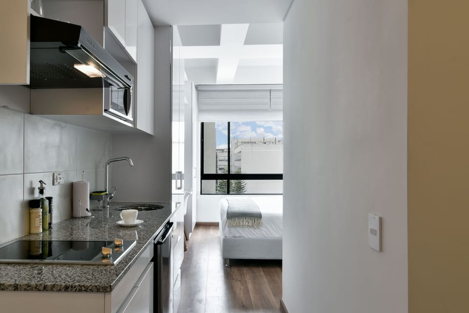 Apartment (513) | Private kitchen | Fridge, microwave, stovetop, electric kettle