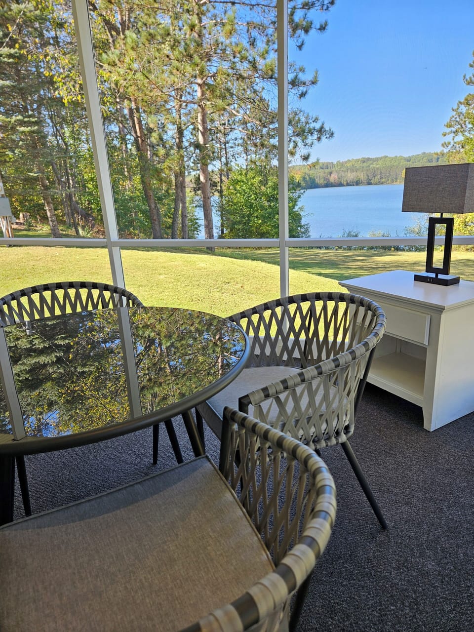 Fantastic lake views from the fully furnished 3 season porch