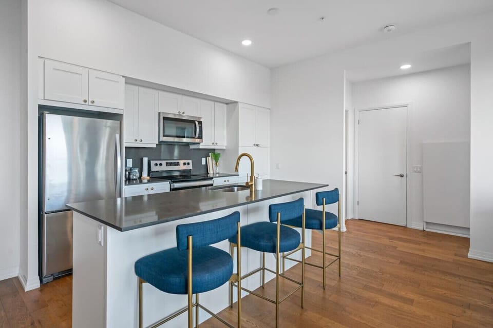 Full, luxury kitchen with stunning views.