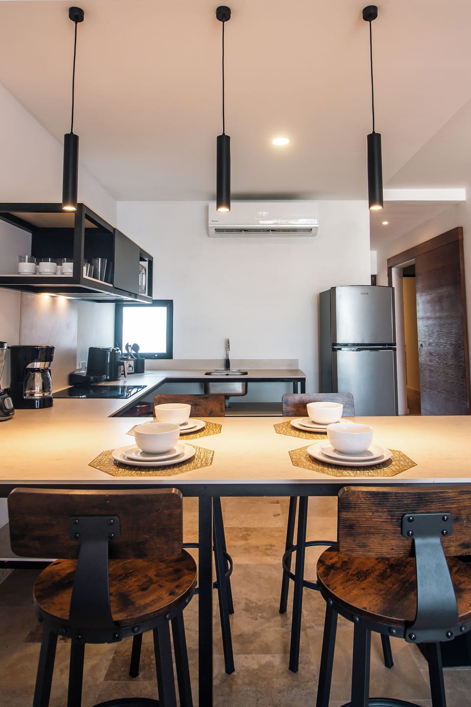 Microwave, dining tables