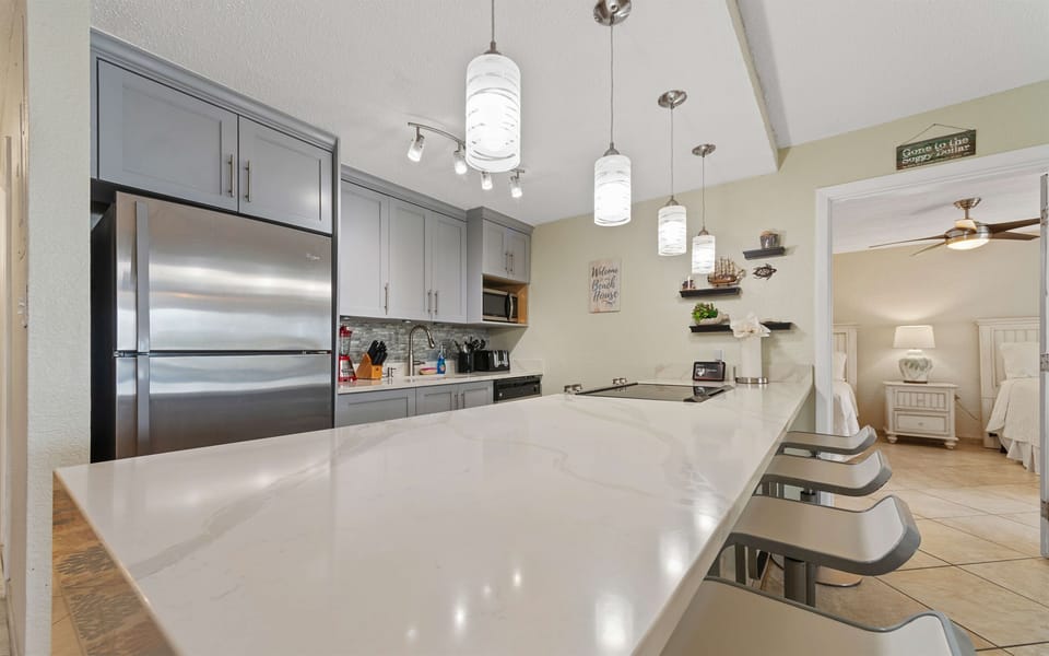 A sleek and functional kitchen—because great stays include great meals.