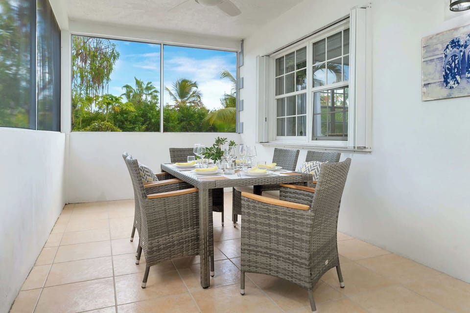Outdoor dining setup on the patio, perfect for meals al fresco.