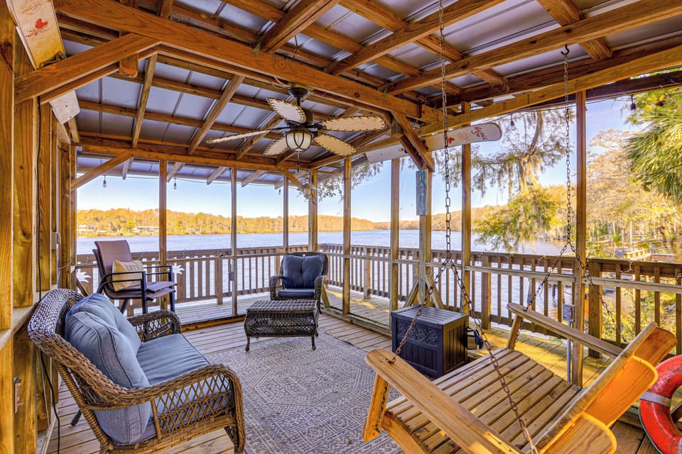 Covered Deck | Outdoor Seating | River Views