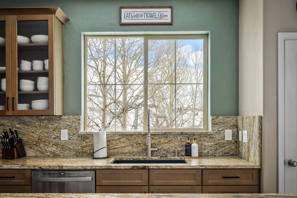 The kitchen is spacious and efficient. Perfect place to bake cookies!