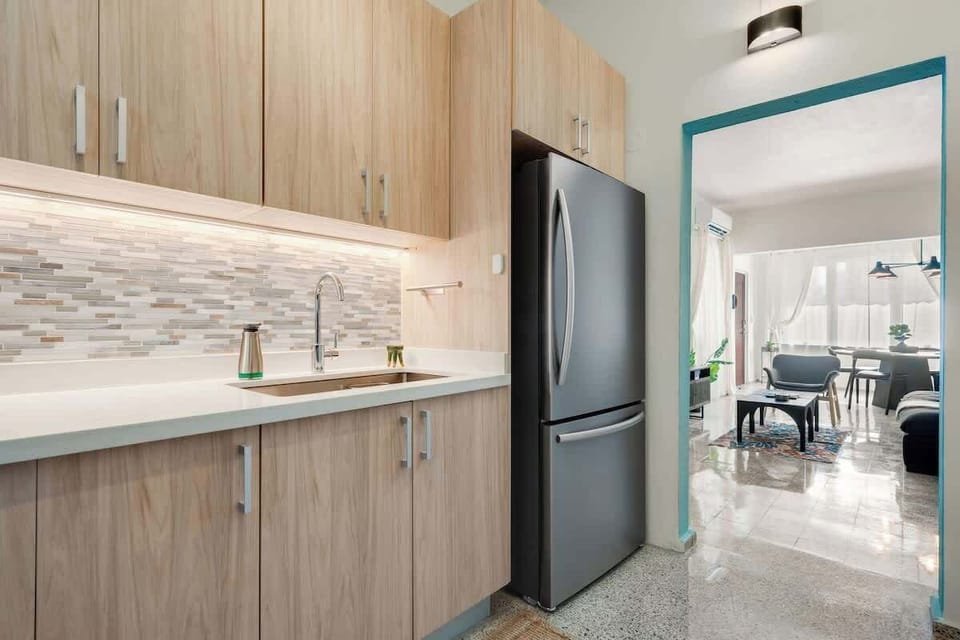 A minimalist kitchen with all the essentials to make your stay feel like home.