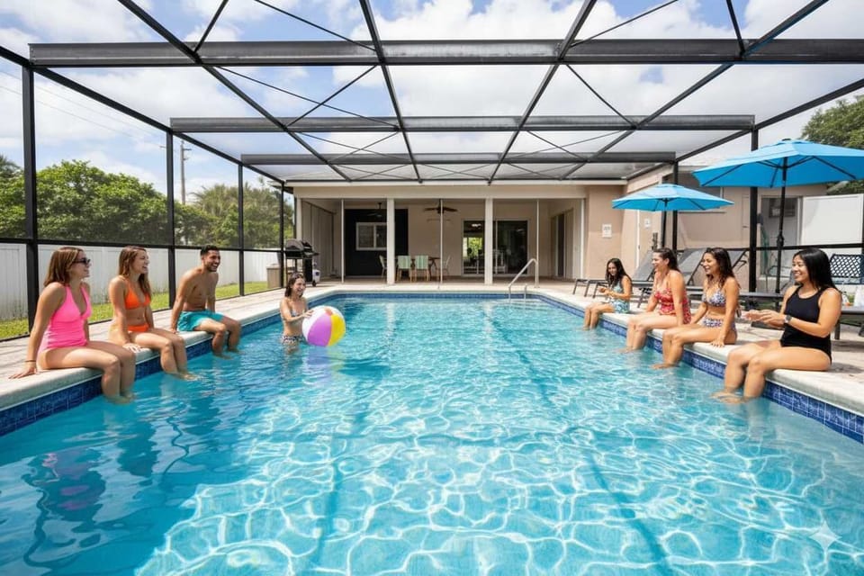 "Make a splash in this screened-in pool oasis—perfect for group getaways, family vacations, or weekend escapes. Relax, play, and soak up the sun in your private outdoor retreat."