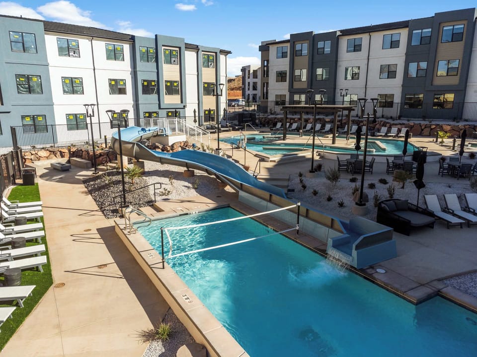 Brand New Waterslide, Lazy River, and Giant Hot Tub!