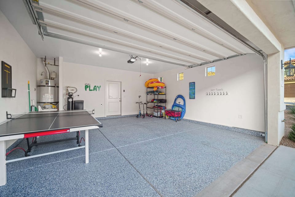 Table tennis in the garage and electric scooters!