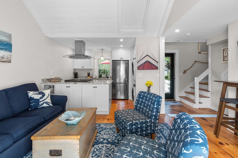 Curl up in the coastal living room & stream your favorites on the smart TV