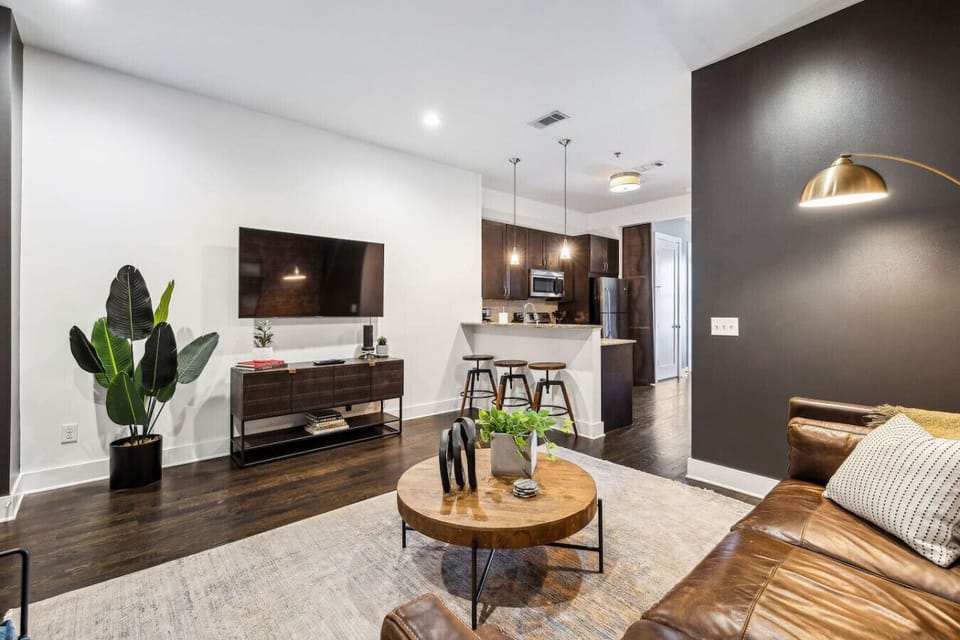 Open concept living and dining spaces