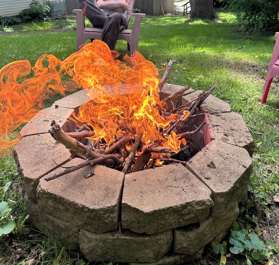 Fire pit ready for songs and S'mores