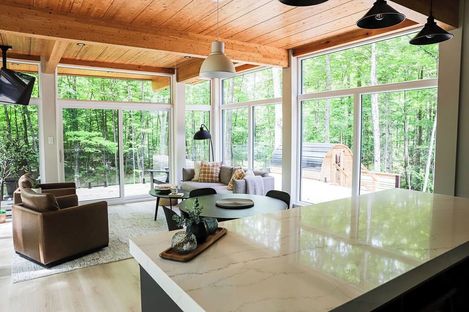 Dine indoors or outdoors. Indoor table extends easily to accommodate six.