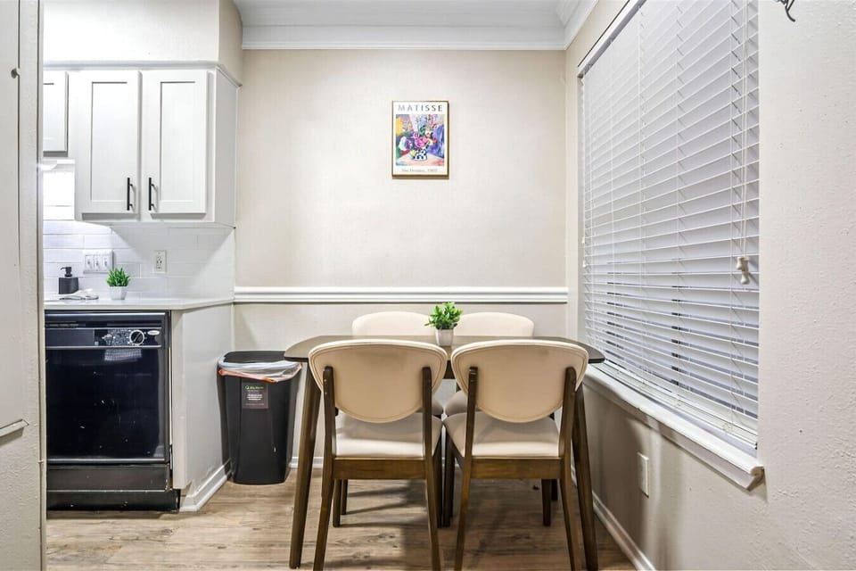 You are surrounded by tasteful decor and warm tones, making the dining room a perfect setting for any occasion.