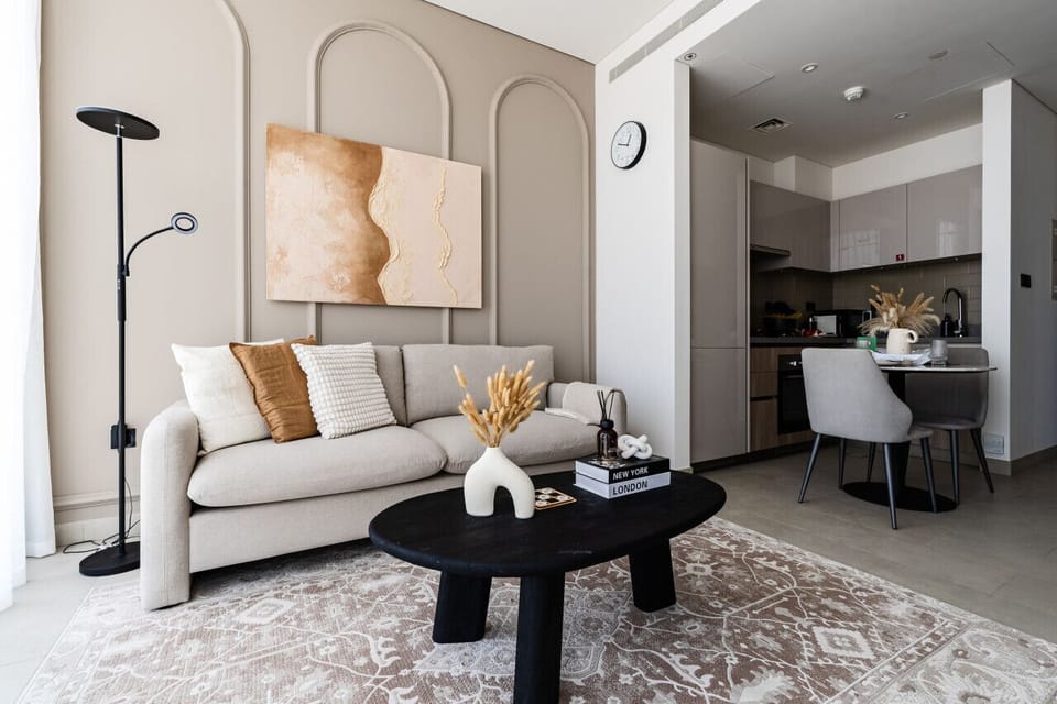 Spacious living room connected to the dining area