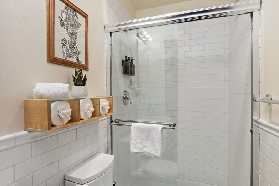 Get ready to lather up and feel amazing in this spa-like space.