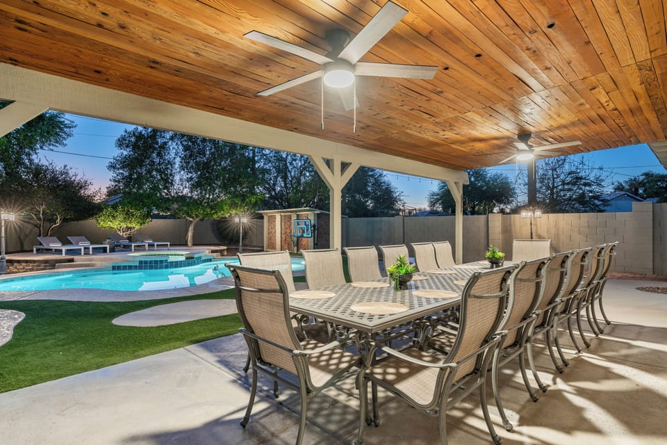 Outdoor dining table for 14!