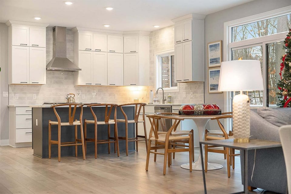 Casual dining area leads from the living into the kitchen