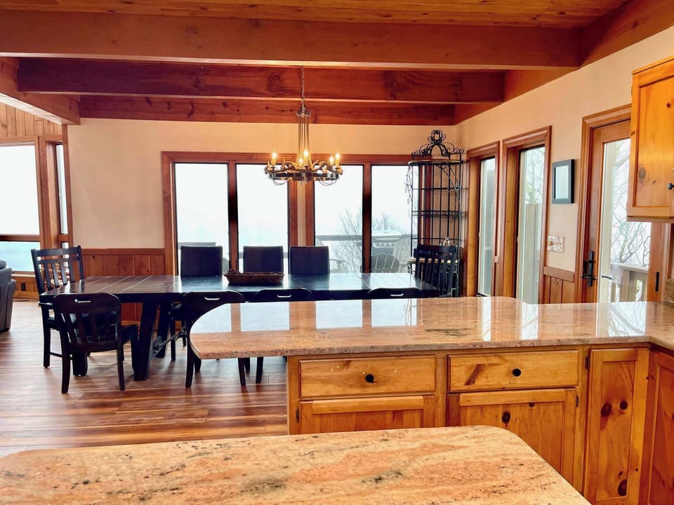 There is plenty of space and a large dining room table to enjoy meals