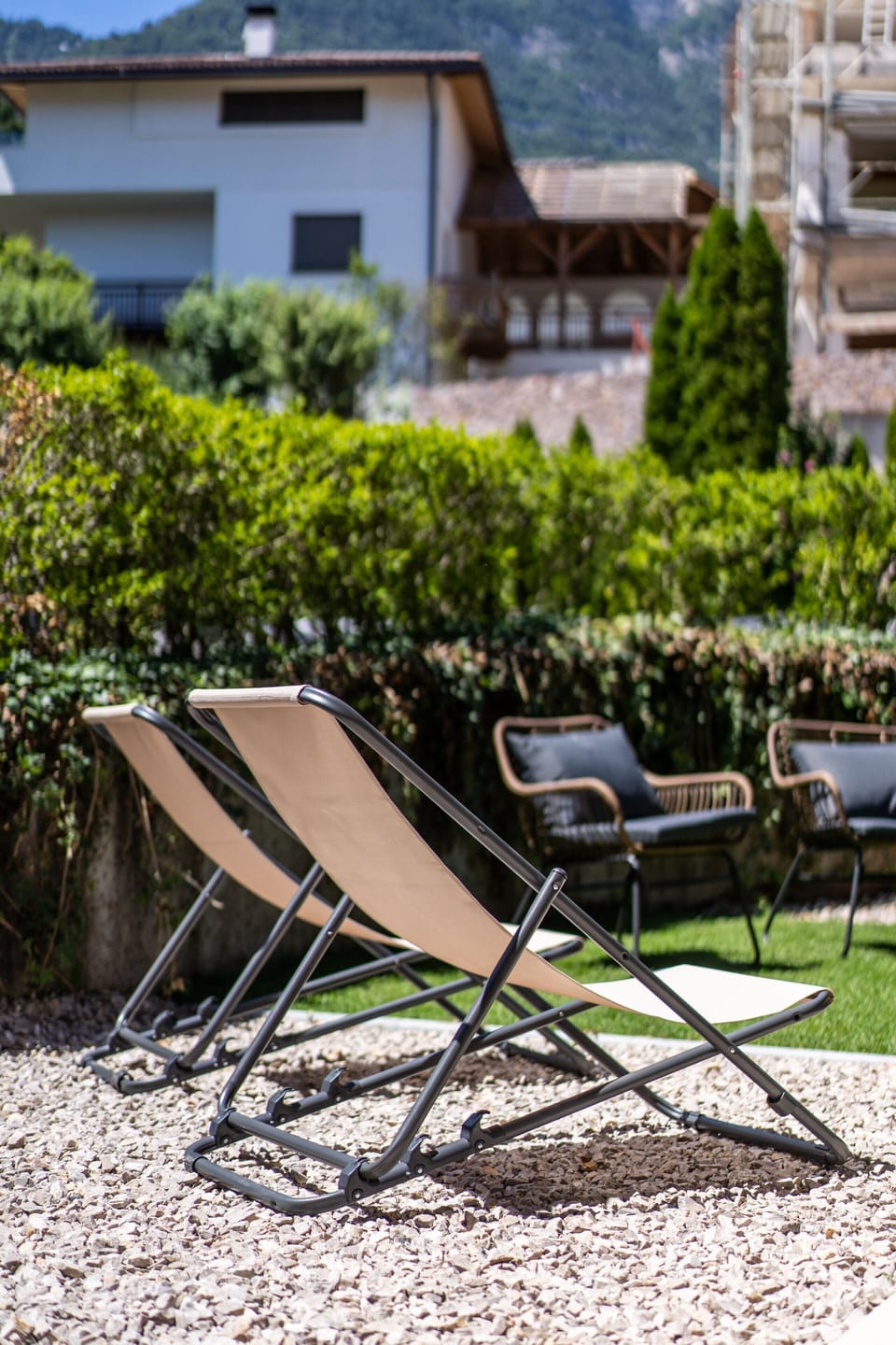 Sun loungers in the garden