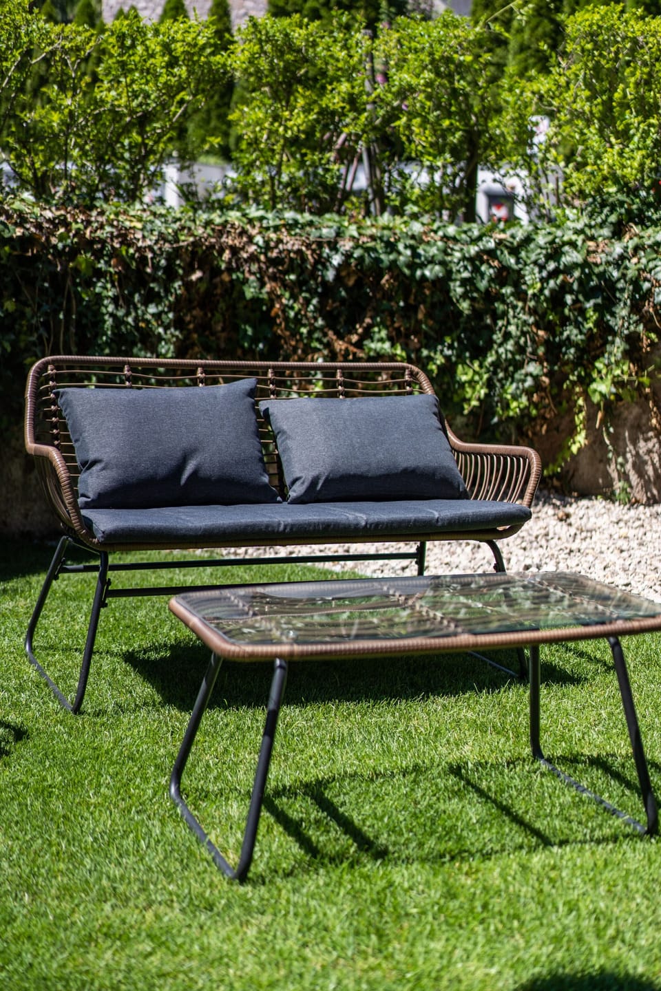 Garden furniture on the lawn