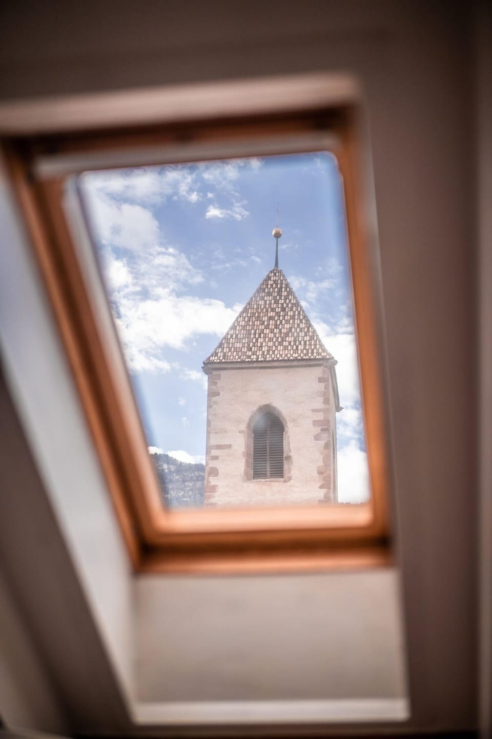 Church tower seen from the roof window
