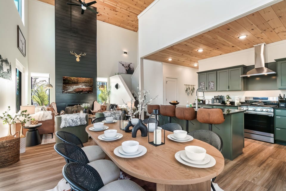 Open concept living room, dining and kitchen!