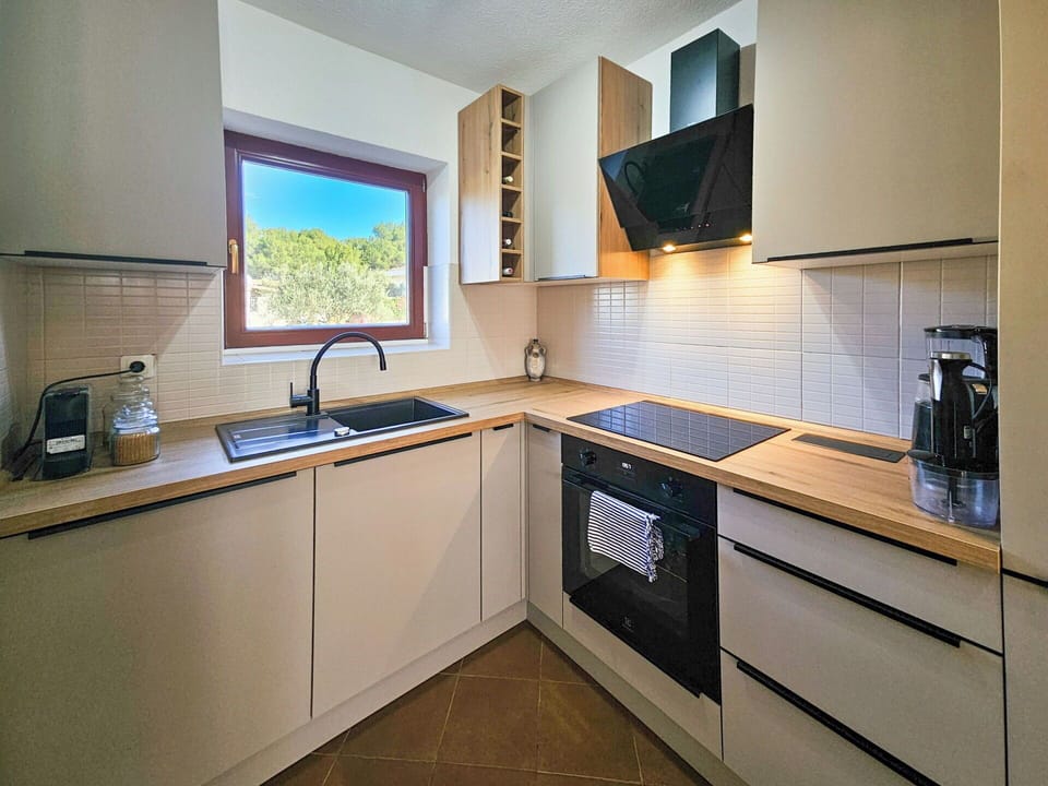Kitchen Appliance, Kitchen, Countertop, Major Appliance, Flooring, Interior Design, Cabinetry, Wood, Home Appliance, Kitchen Stove