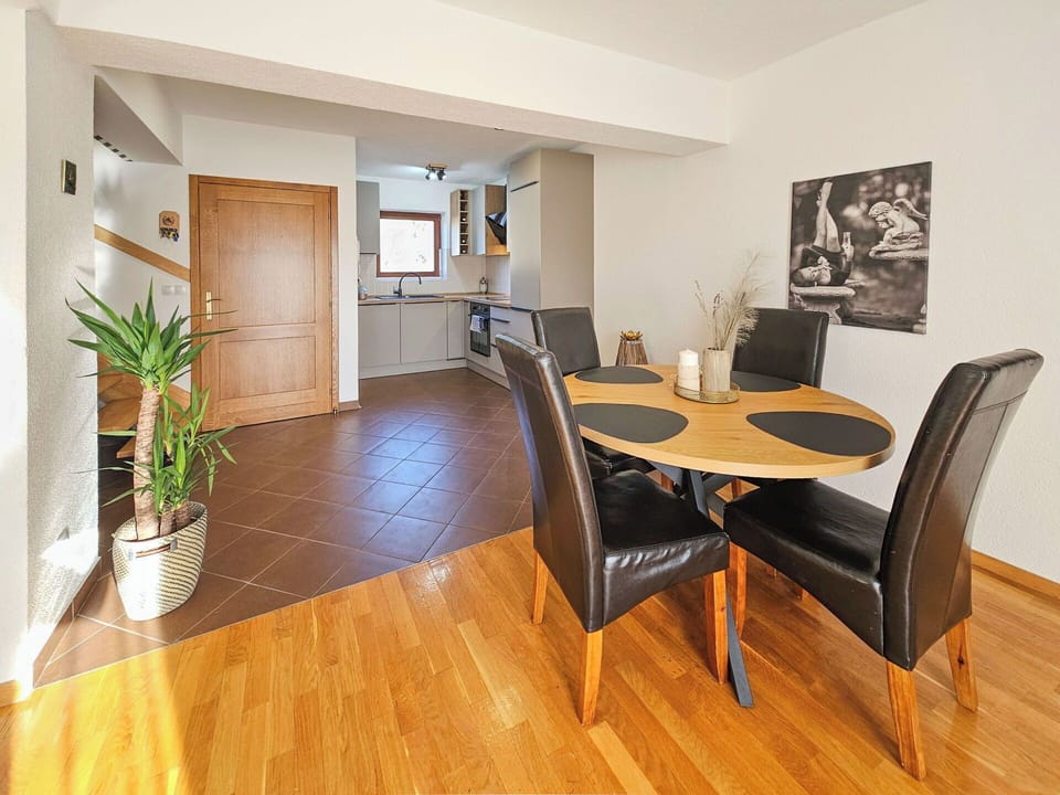 Furniture, Interior Design, Flooring, Floor, Wood, Ceiling, Room, Kitchen & Dining Room Table, Table, Wood Flooring