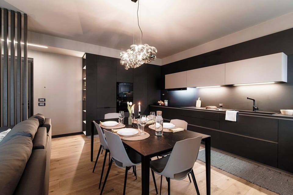 Apartment, Balcony | Private kitchen | Full-size fridge, microwave, oven, stovetop