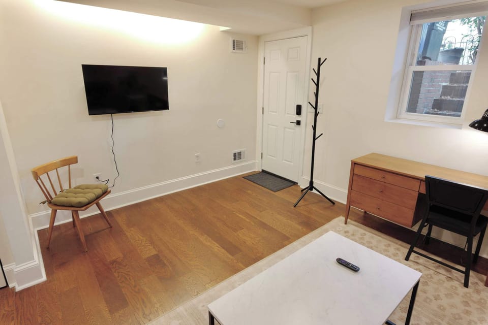 Smart tv to enjoy your favorite shows and movies, living room also has laptop friendly work space! 
