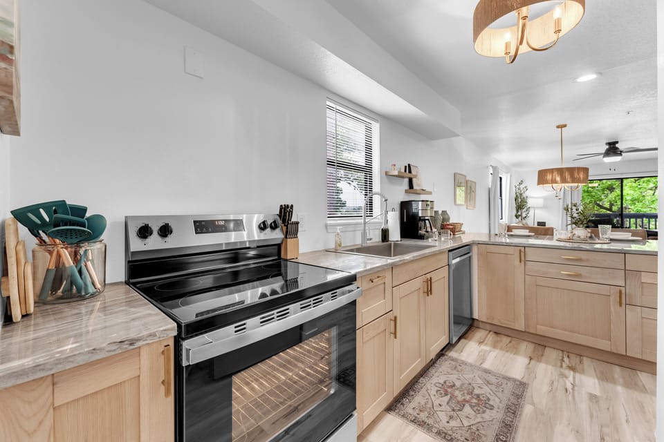 Well stocked and equipped kitchen so you can make meals.