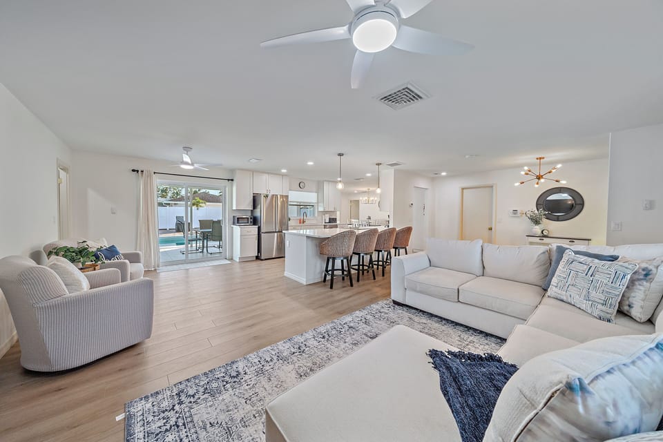 This light and welcoming living room space was curated to give you and your loved ones a space to relax and recharge!
