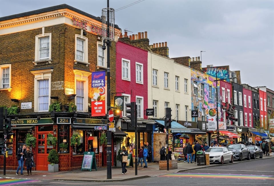 Camden Town is a lively area famous for its street markets, alternative shops, and vibrant arts scene.