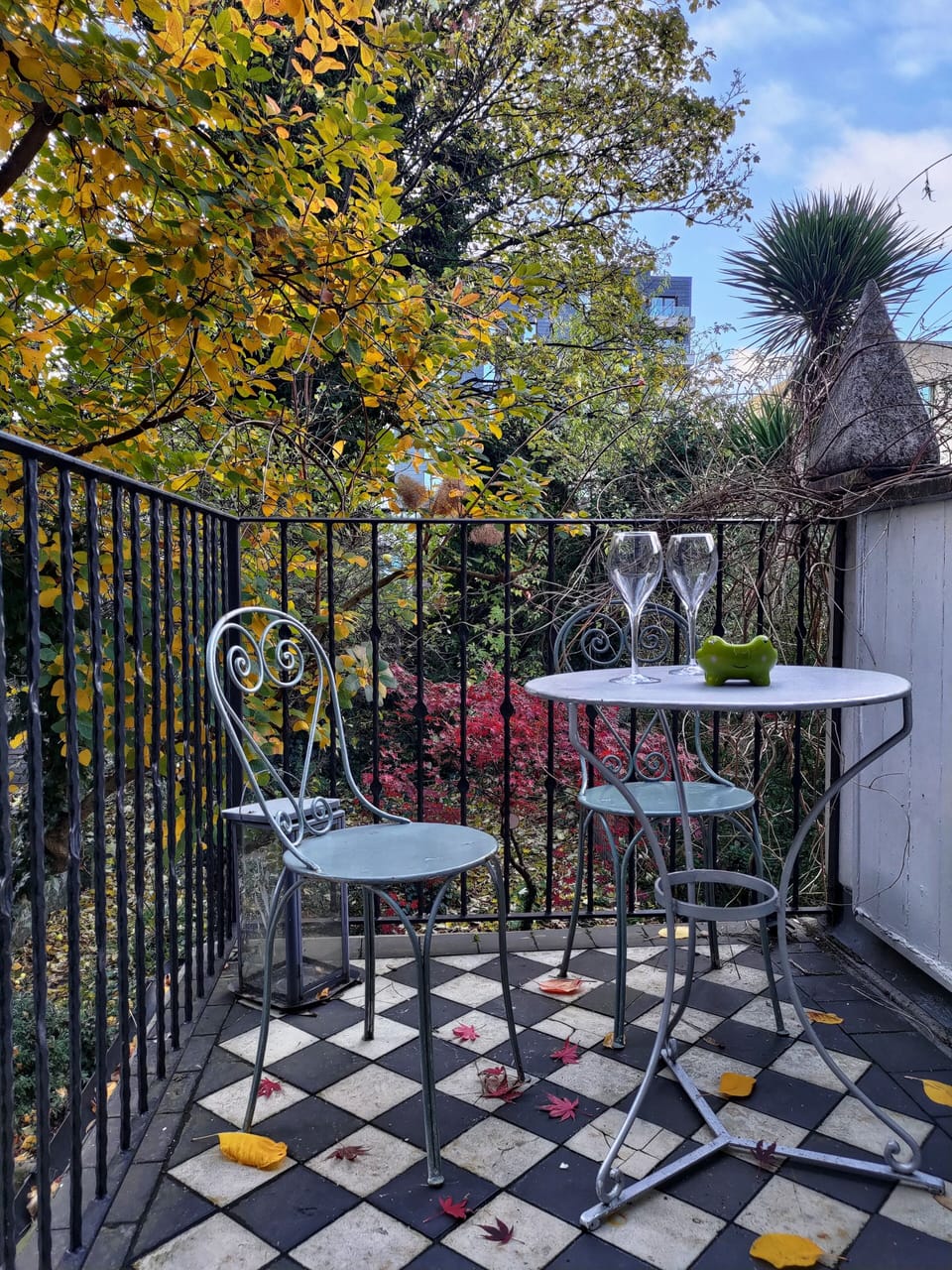 The balcony overlooking the back garden for enjoying some time alfresco.