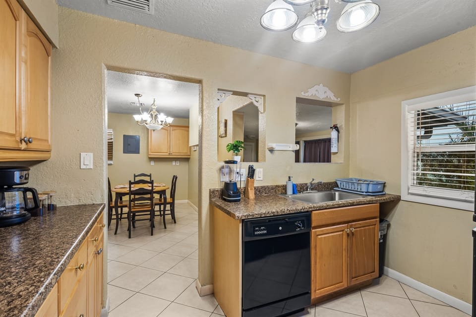 View of kitchen and dining area