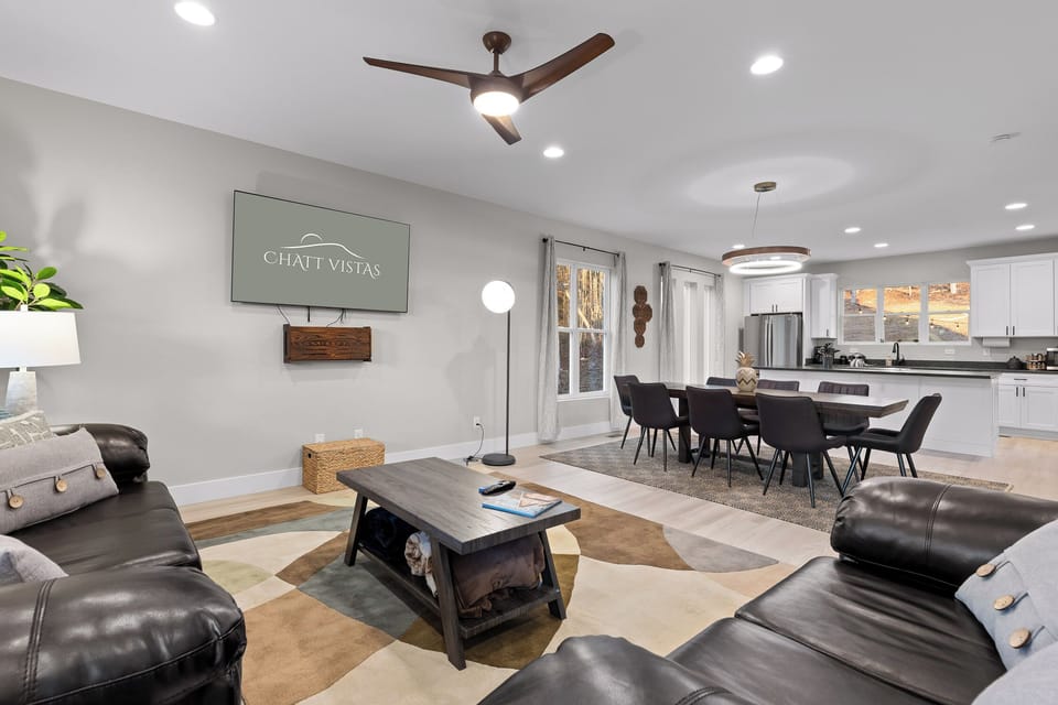 Open Concept Living Room with 65" 4K Flat Screen (1)