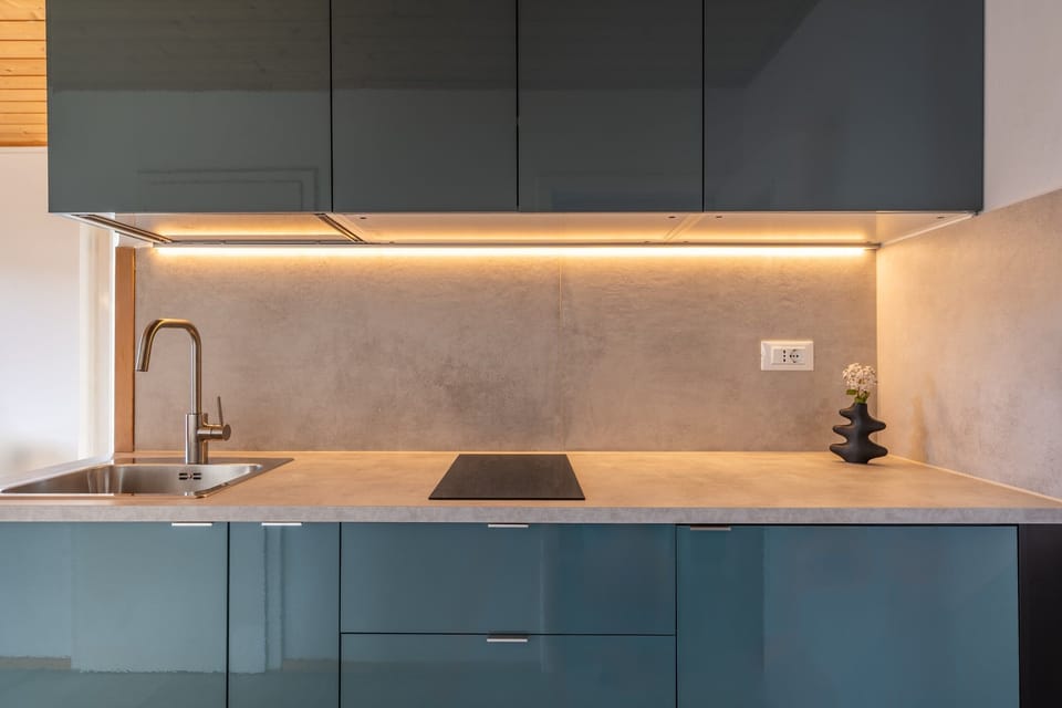 Kitchenette with a ceramic hob