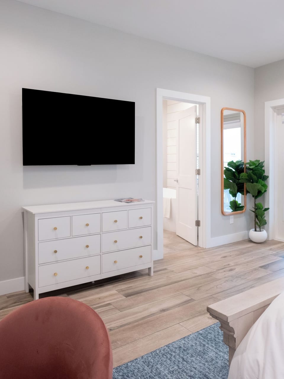 Large smart TV in the bedroom