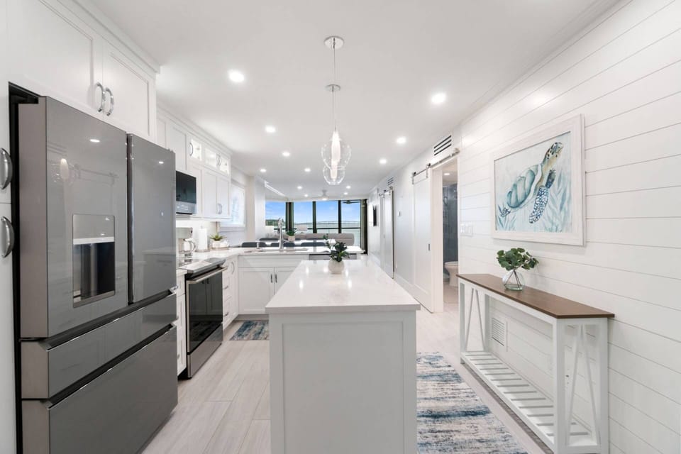 The foreground is a stunning interior that may only be outshined by the splendor of the Marco River in the background.