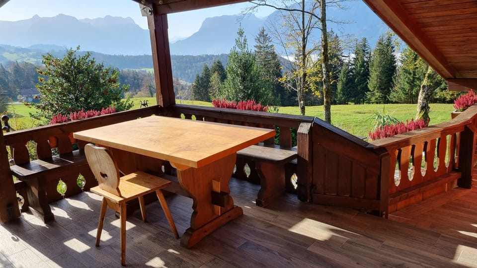 terrace with mountain view