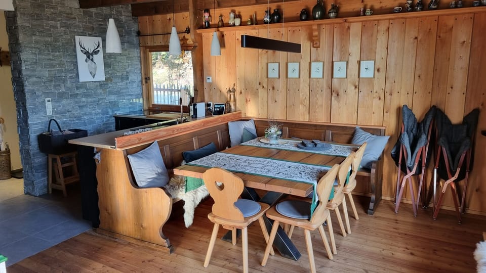 large living room with kitchen
