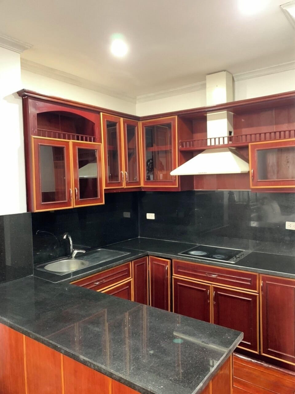 Fridge, paper towels, dining tables
