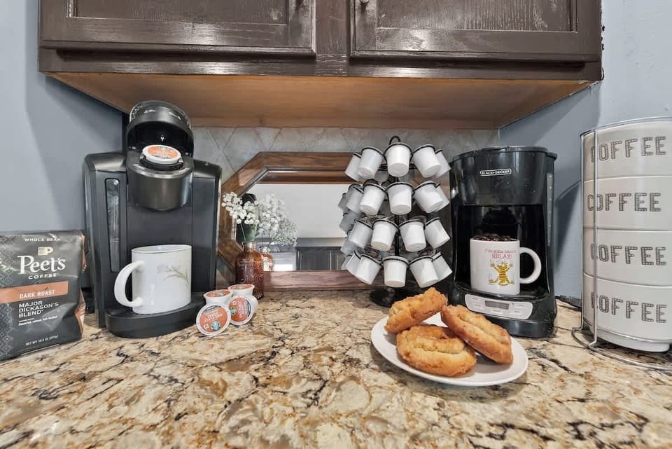 Rise and shine! Nothing says "good morning" like a plate of delicious donuts paired with your favorite brew. Let the sweet aroma of coffee fill your kitchen as you indulge in this irresistible combo. 
