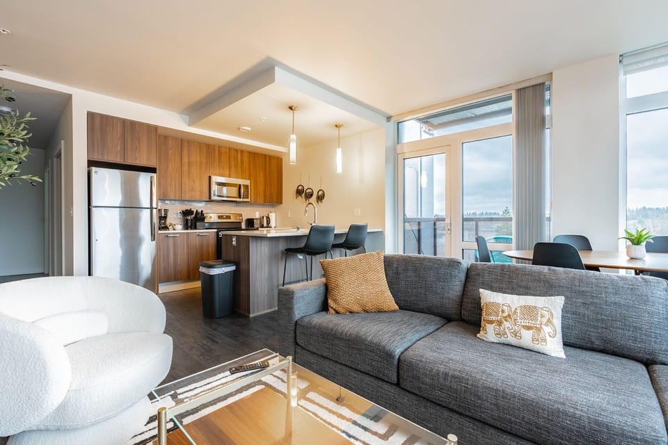 Living room and kitchen