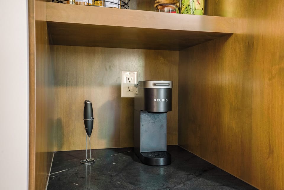 Keurig coffee station with frother—brew your favorite cup just the way you like